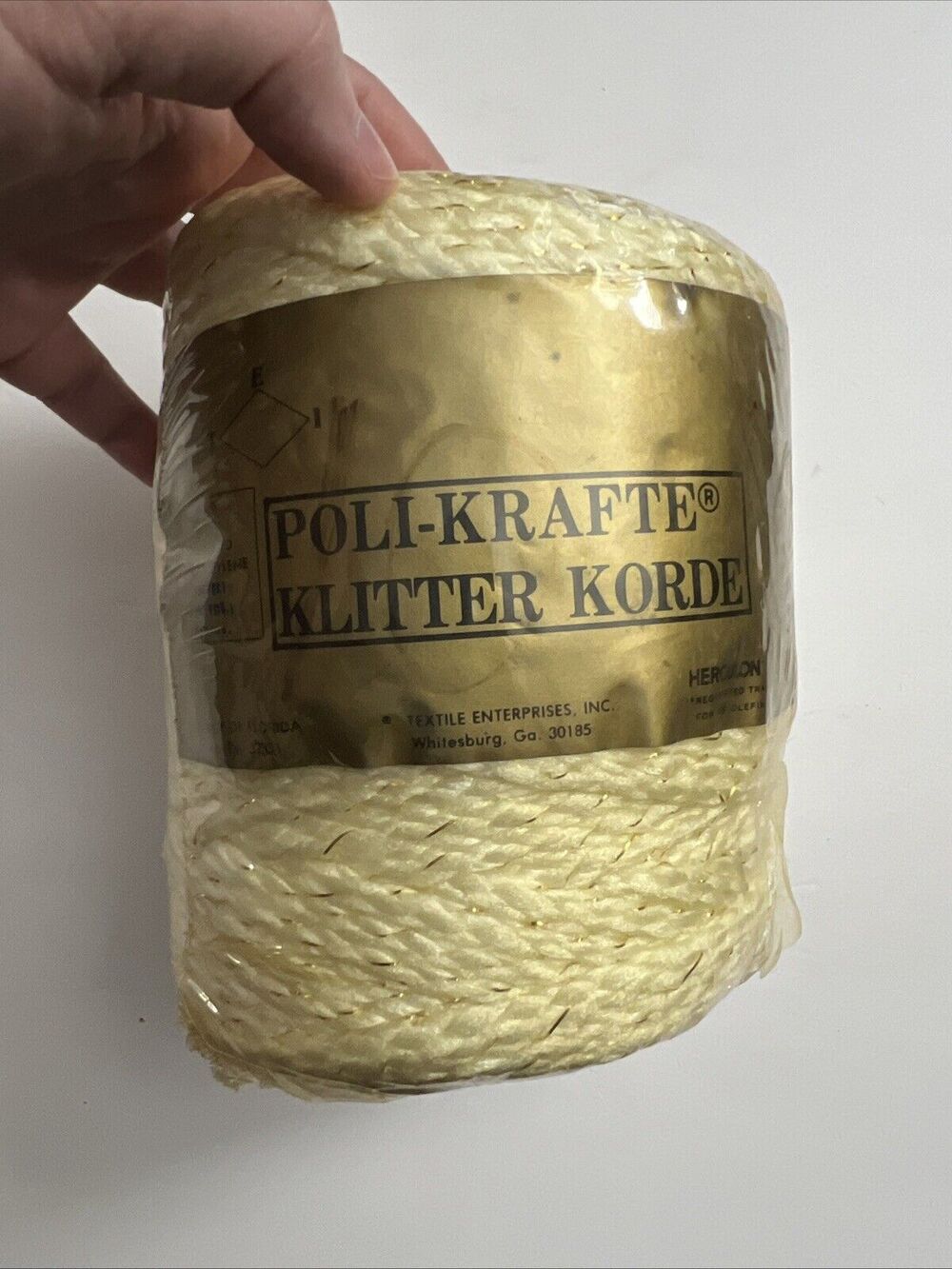 Poli Krafte Klitter Korde Herculon 6mm 100 Yards White Gold Macrame Knotting